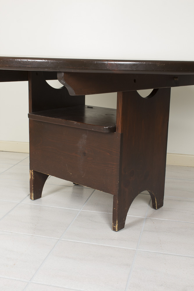 Vintage Pine Bench Table With Storage