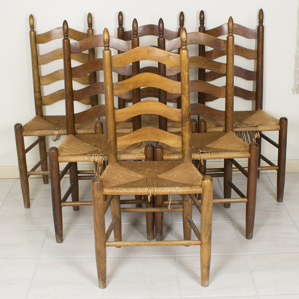 Ladderback Side Chairs With Rush Seats