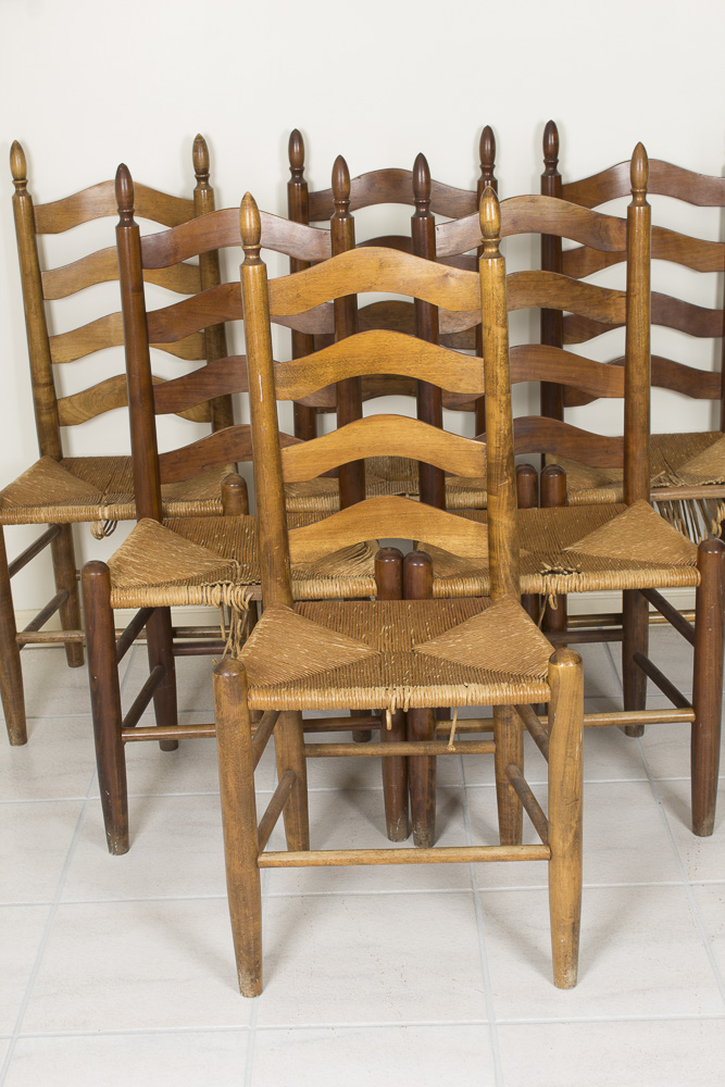 Ladderback Side Chairs With Rush Seats