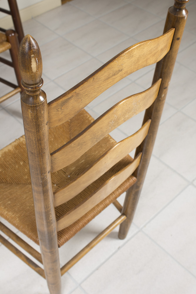 Ladderback Side Chairs With Rush Seats