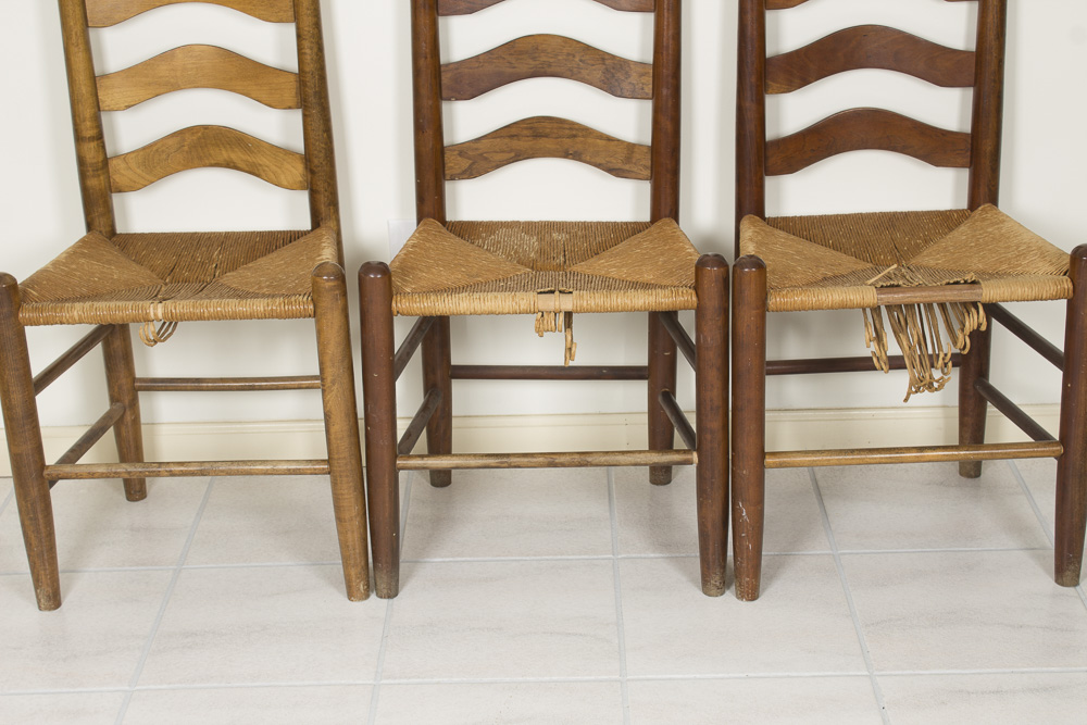 Ladderback Side Chairs With Rush Seats