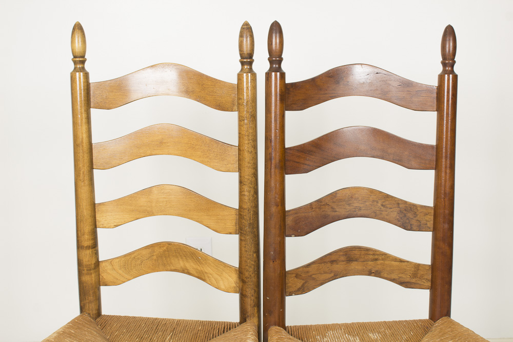 Ladderback Side Chairs With Rush Seats