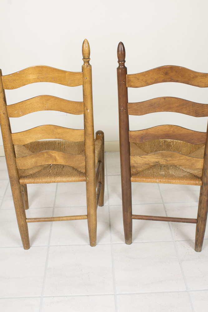 Ladderback Side Chairs With Rush Seats