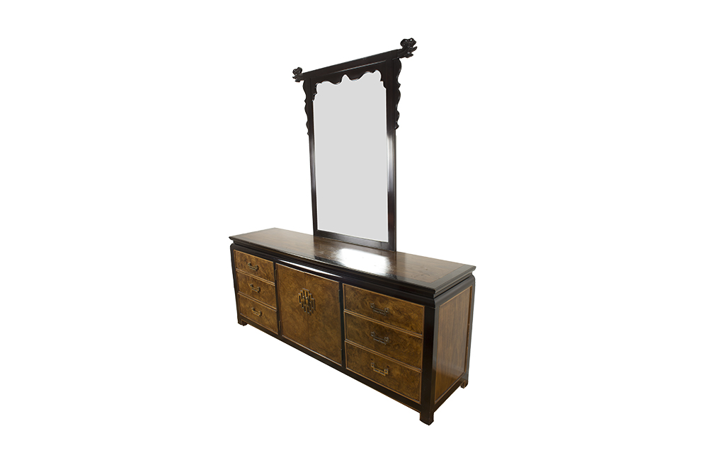 Vintage Chinese Style Dresser With Mirror by Century Furniture