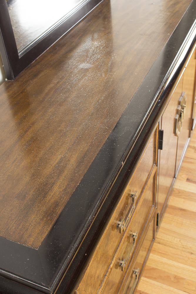 Vintage Chinese Style Dresser With Mirror by Century Furniture