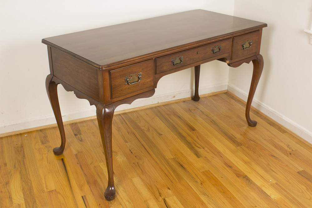 Vintage Queen Anne Style Three-Drawer Writing Table