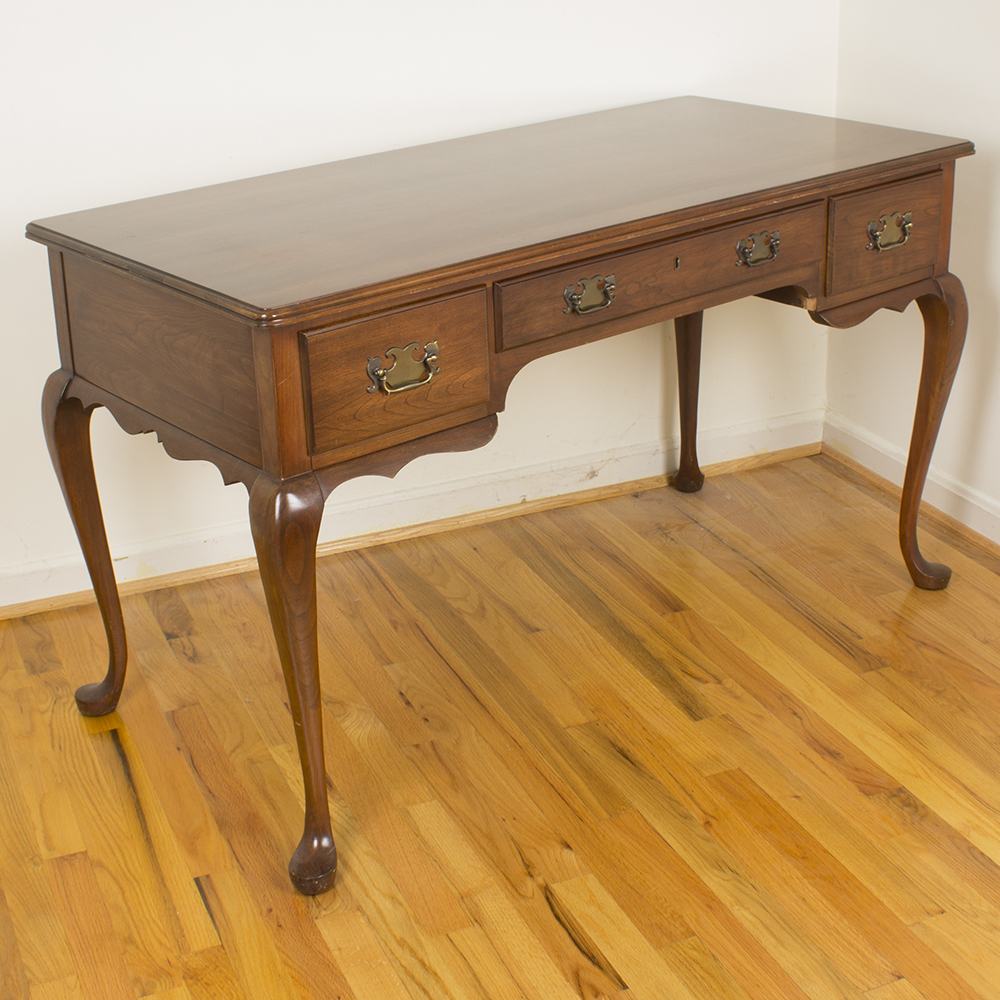 Vintage Queen Anne Style Three-Drawer Writing Table