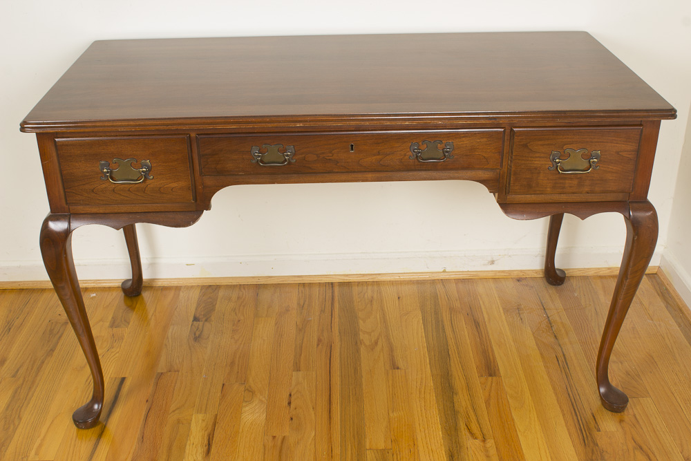 Vintage Queen Anne Style Three-Drawer Writing Table