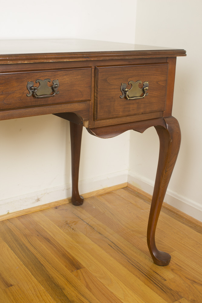 Vintage Queen Anne Style Three-Drawer Writing Table