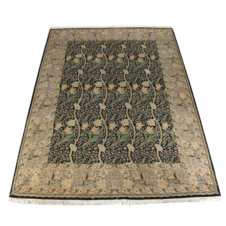 Hand-Knotted Wool Daffodil and Tulip Area Rug