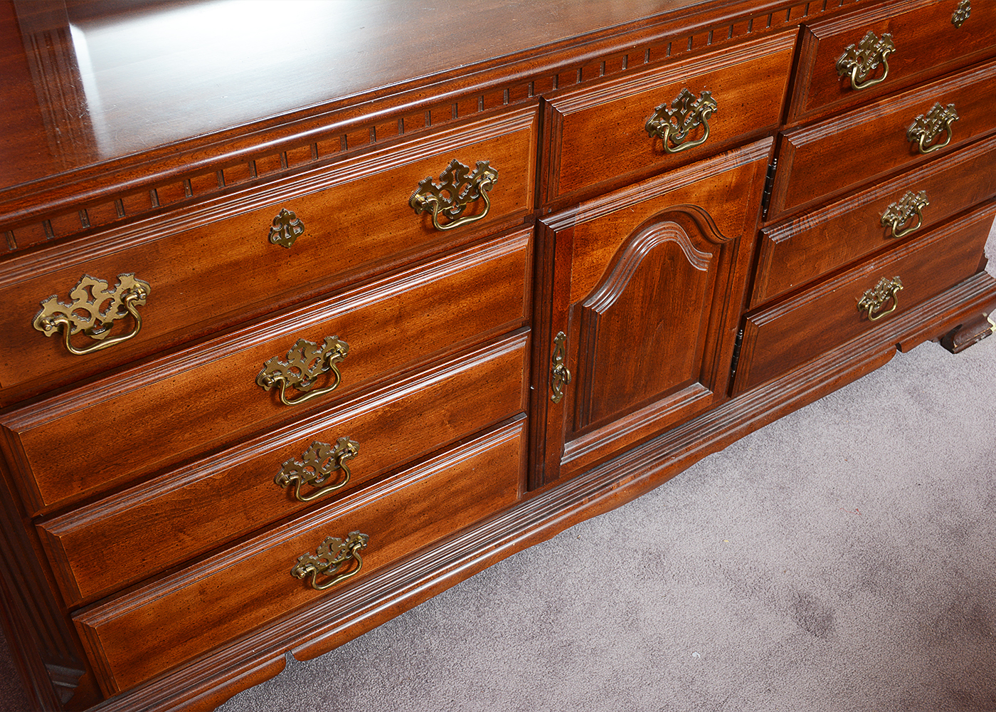 Chippendale Style Cherry Dresser With Mirror by Sumter Cabinet Co.