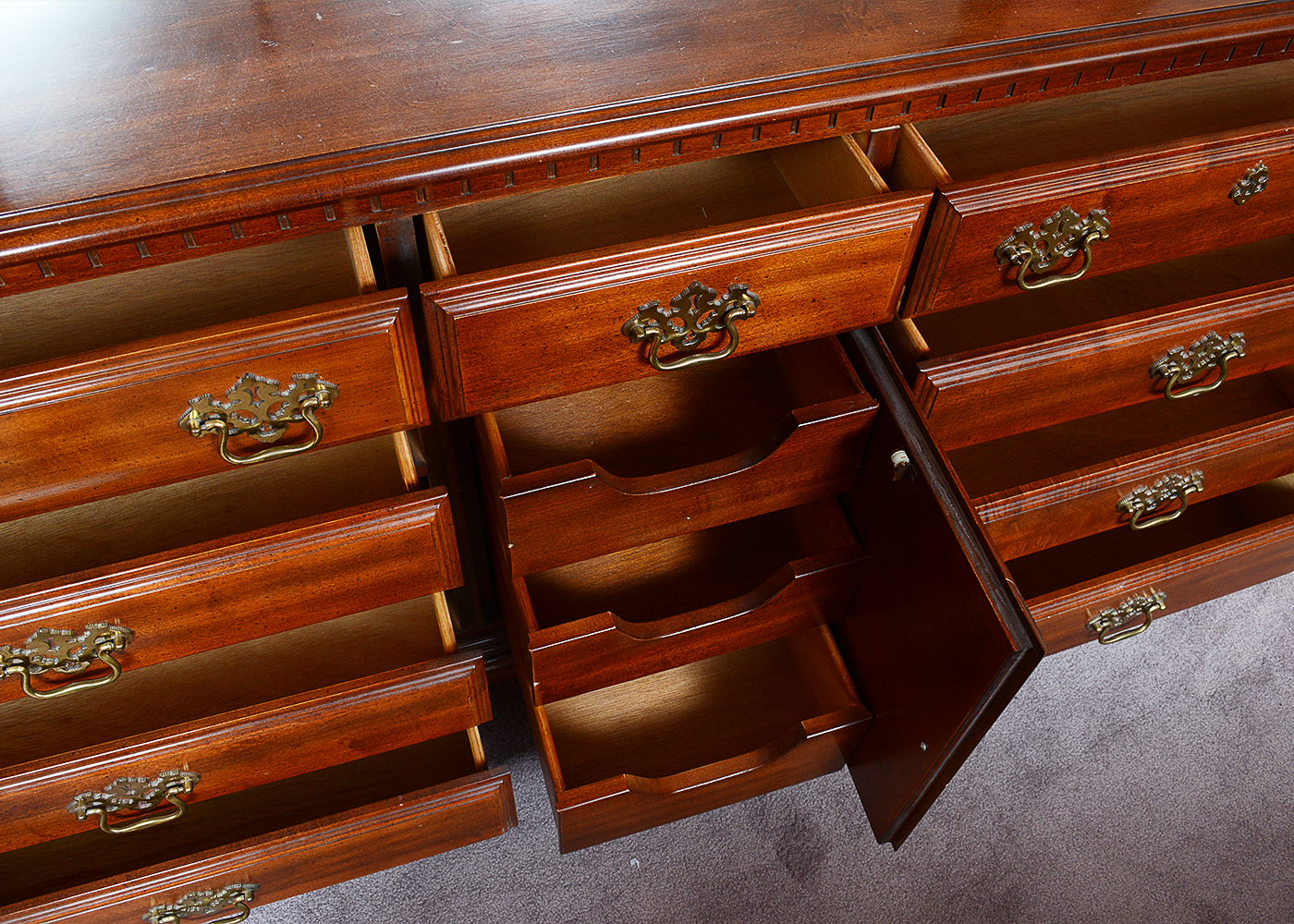 Chippendale Style Cherry Dresser With Mirror by Sumter Cabinet Co.