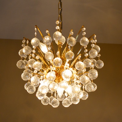 Vintage Swarovski Crystal Ball Gold Plated Chandelier
