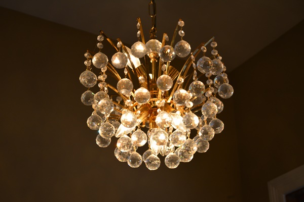 Vintage Swarovski Crystal Ball Gold Plated Chandelier