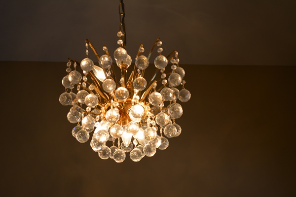 Vintage Swarovski Crystal Ball Gold Plated Chandelier
