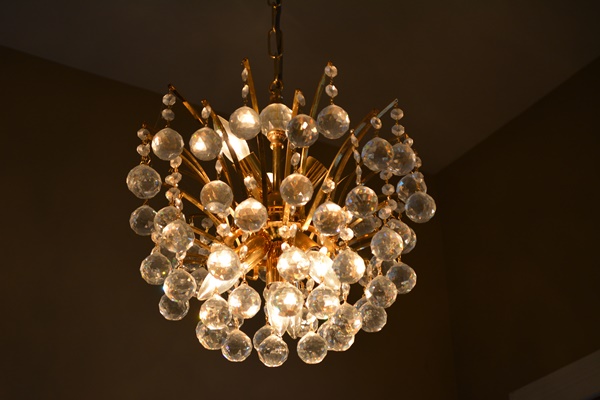 Vintage Swarovski Crystal Ball Gold Plated Chandelier