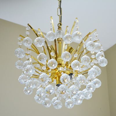 Vintage Swarovski Crystal Ball Gold Plated Chandelier