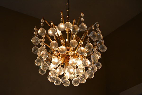 Vintage Swarovski Crystal Ball Gold Plated Chandelier
