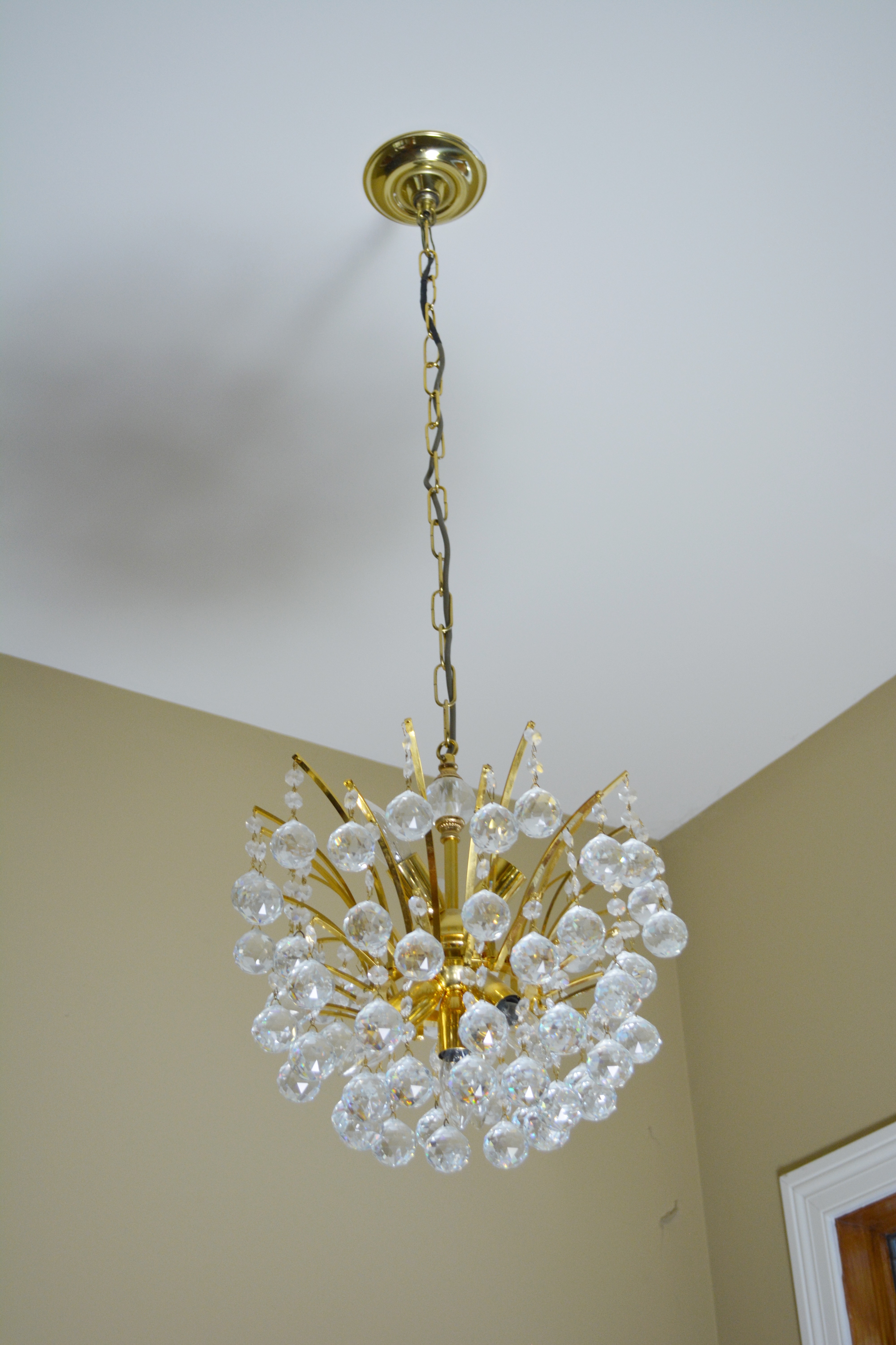 Vintage Swarovski Crystal Ball Gold Plated Chandelier