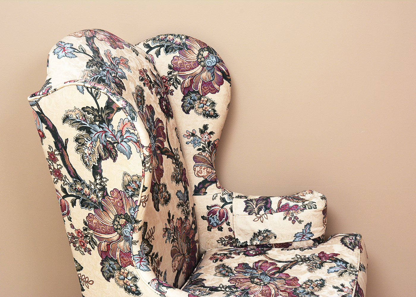 Foliate and Floral Wingback Chairs