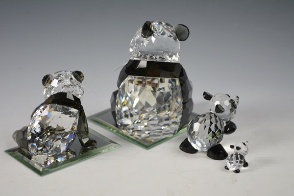 Swarovski Panda Family Crystal Figurines