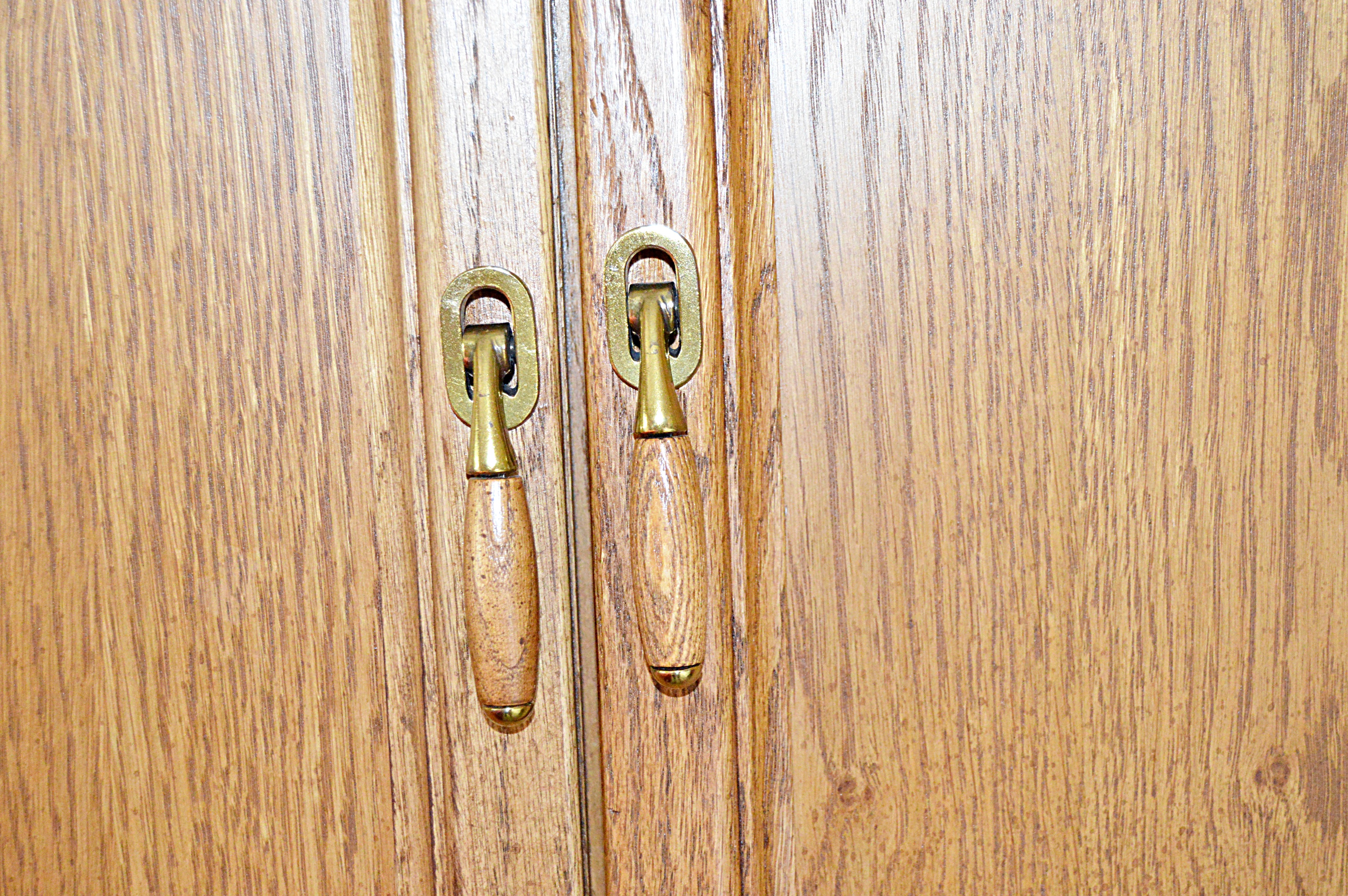 Stanley Oak Pier Cabinets and Queen Storage Bed Headboard