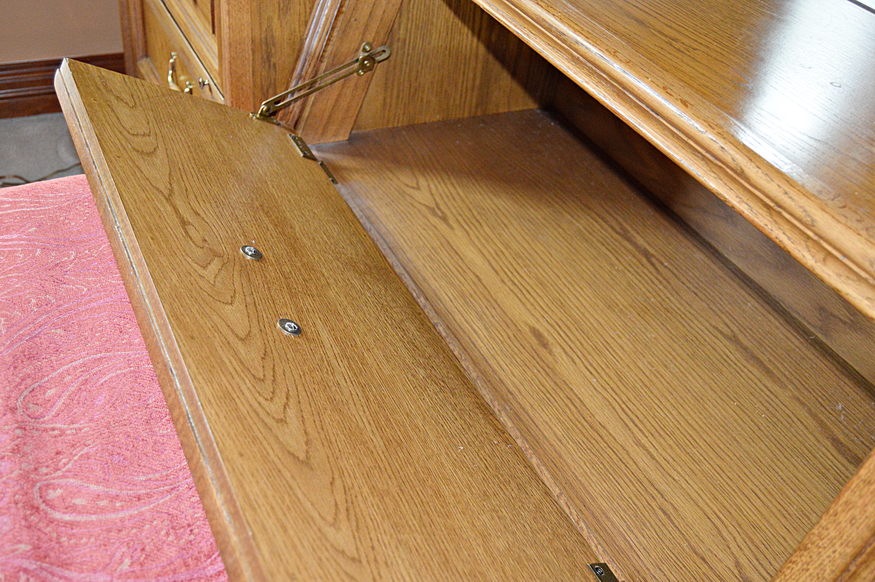 Stanley Oak Pier Cabinets and Queen Storage Bed Headboard