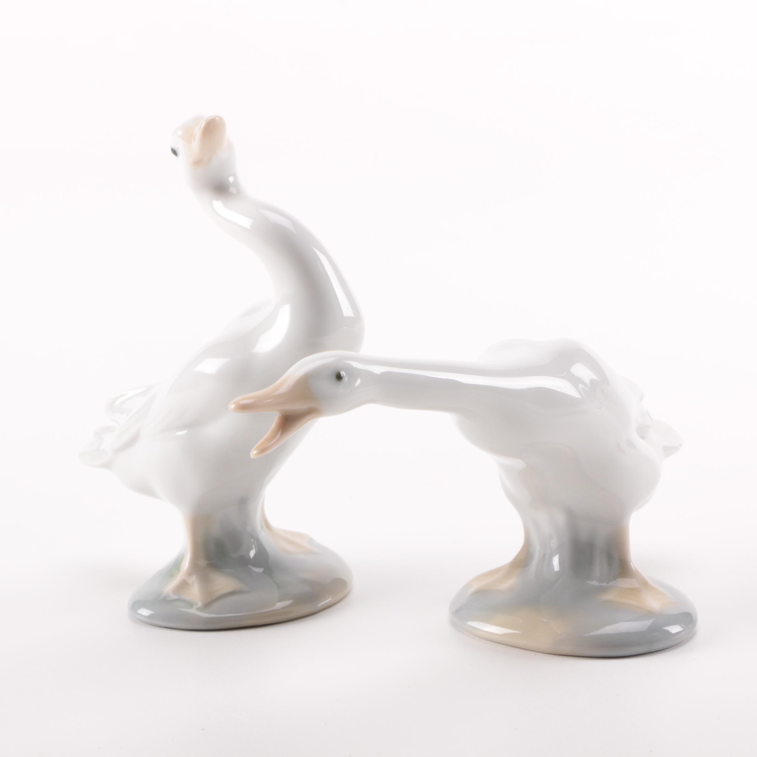 Lladró Porcelain Geese Figurines