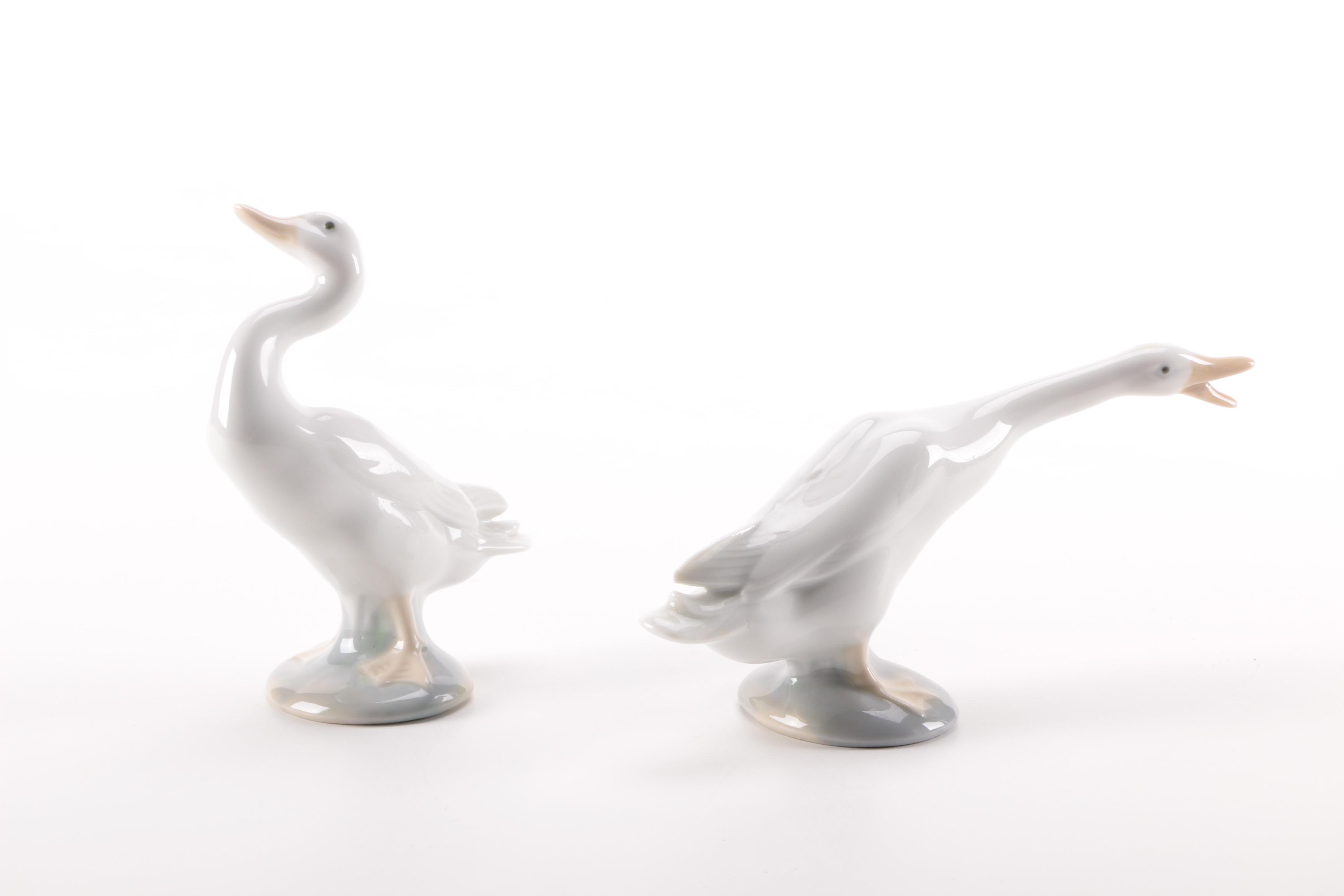 Lladró Porcelain Geese Figurines