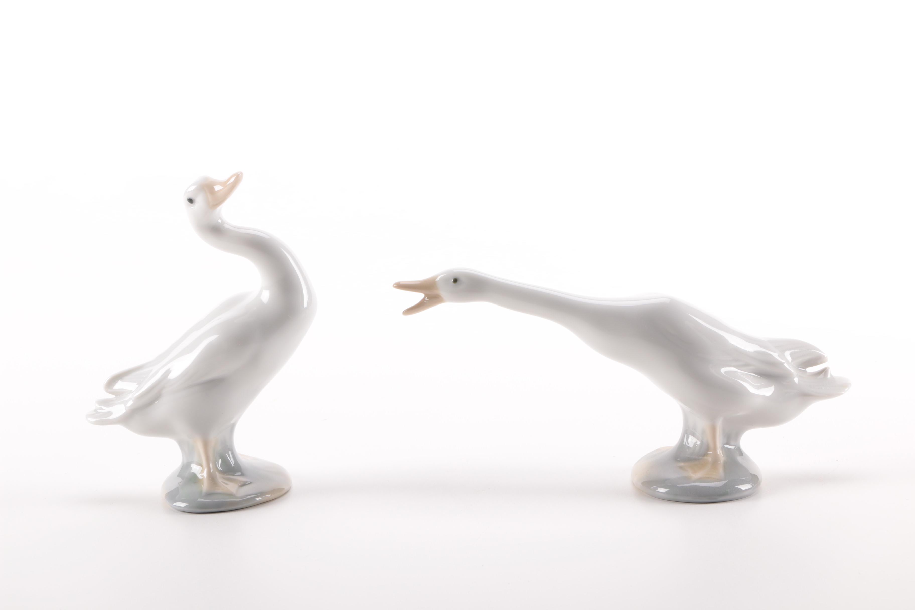 Lladró Porcelain Geese Figurines