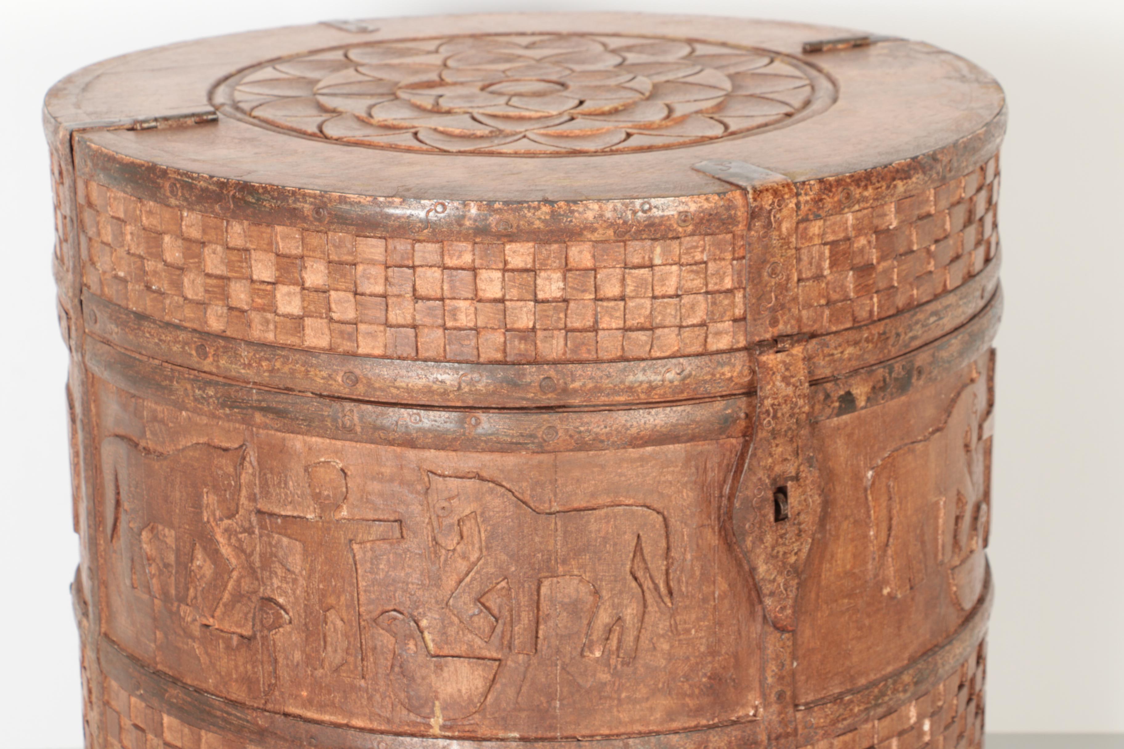 Indian Carved Wooden Trunk