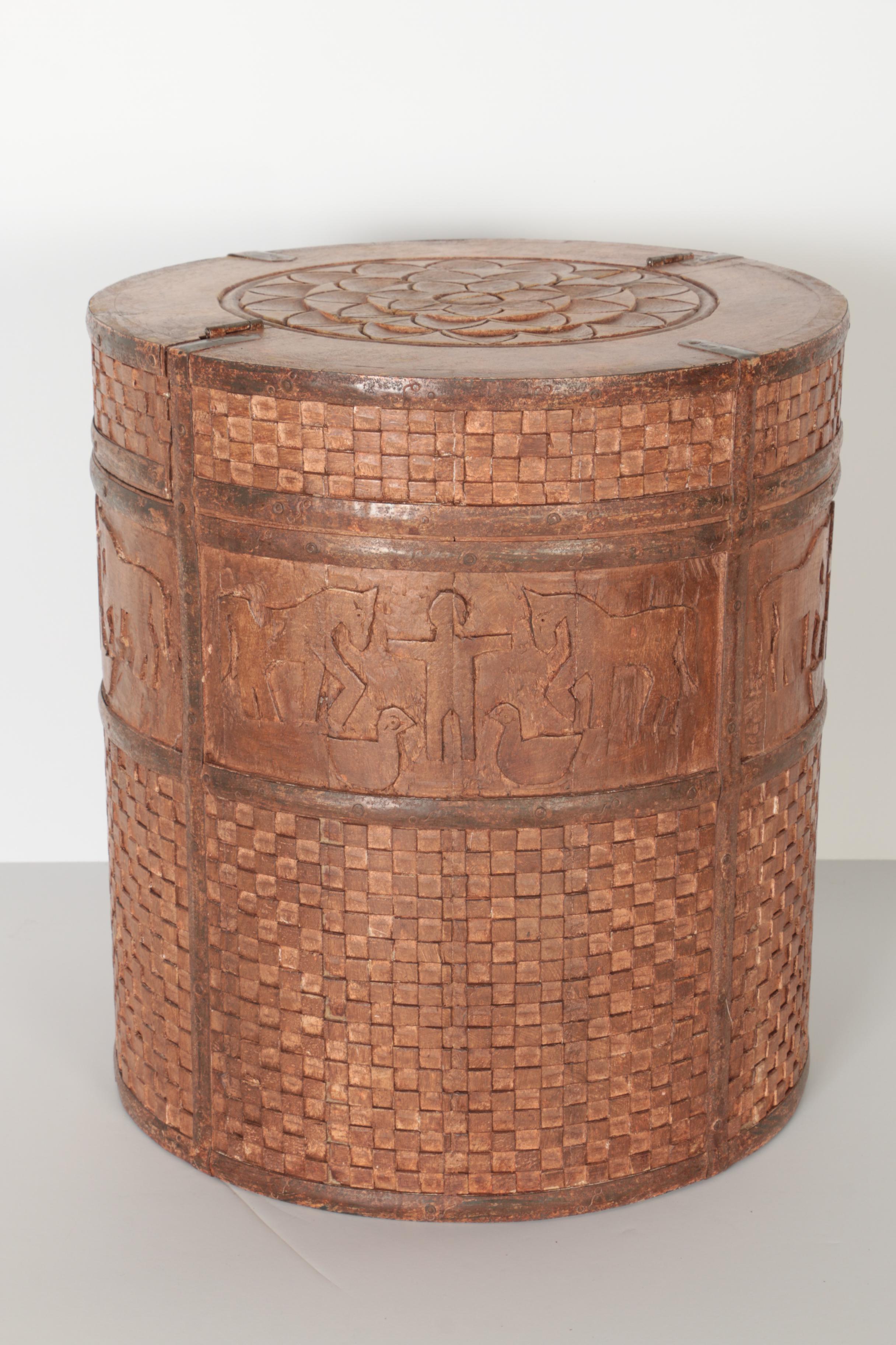 Indian Carved Wooden Trunk