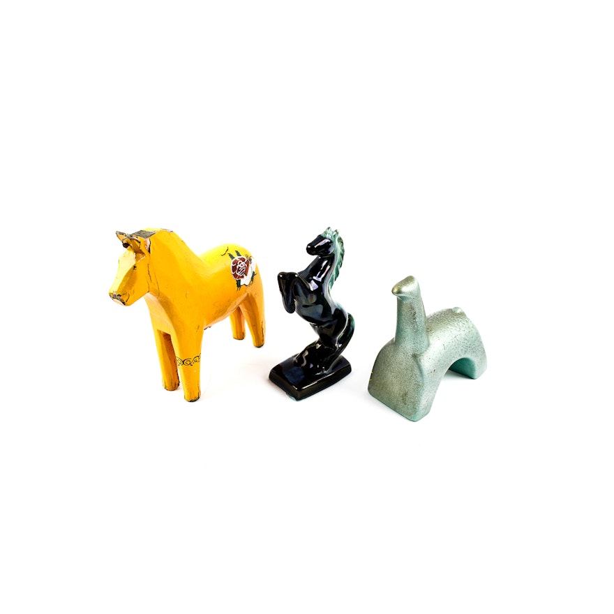 Vintage Blue Mountain Horse Figurine and Others