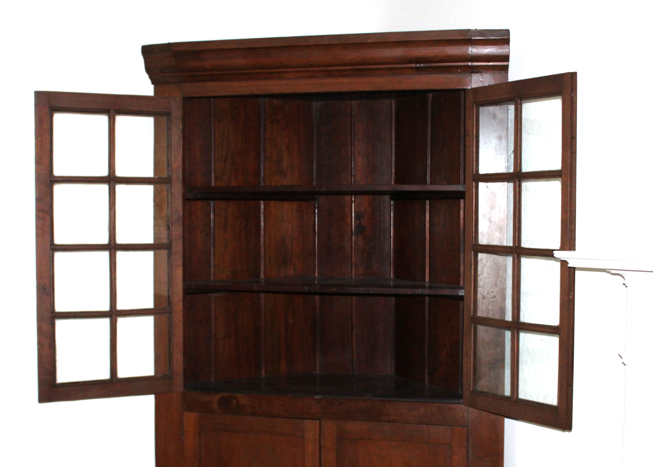 Antique Shaker Style Cherry Corner Cupboard
