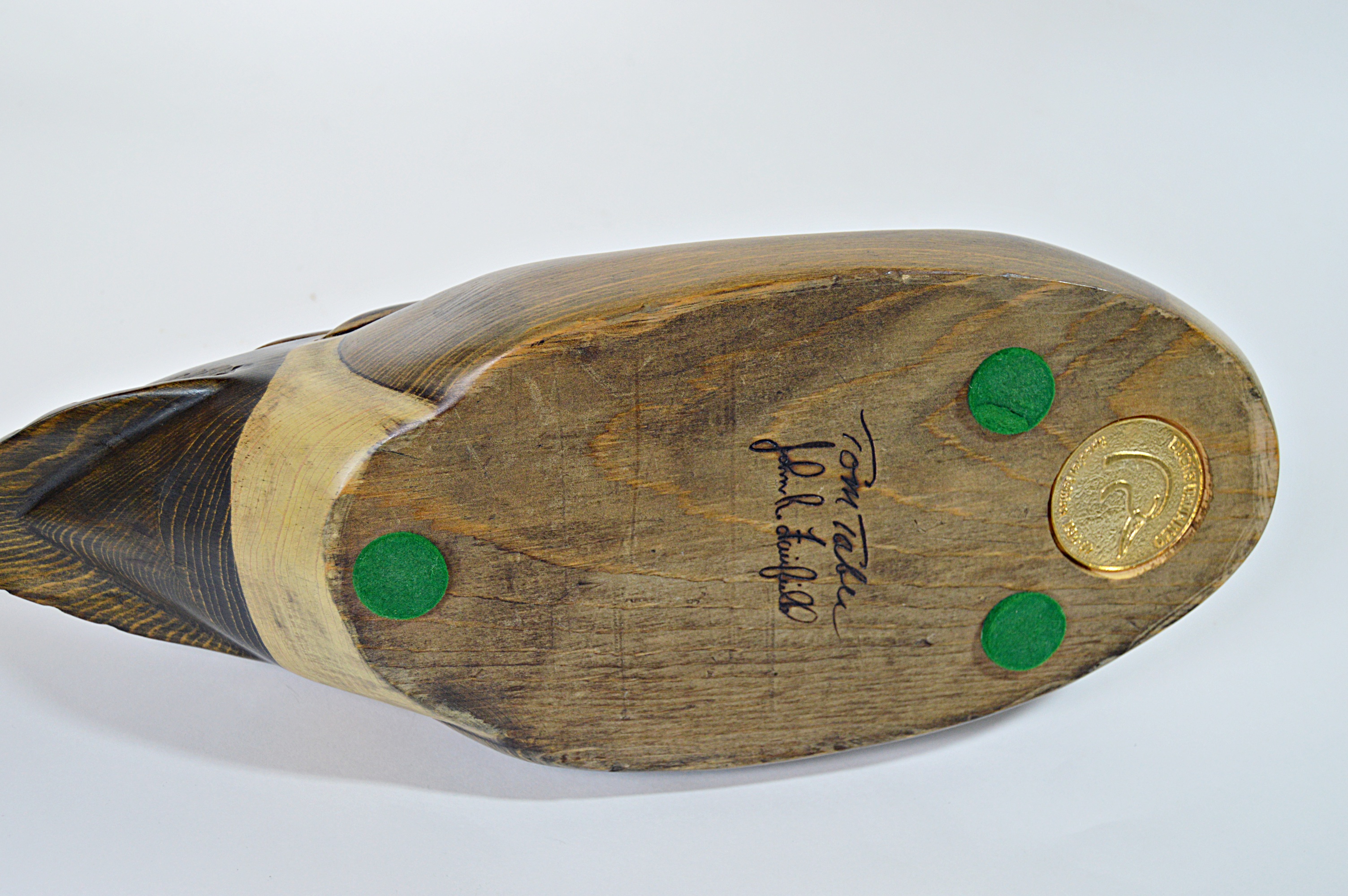 Tom Taber and John R. Fairfield Signed Duck Wood Carving