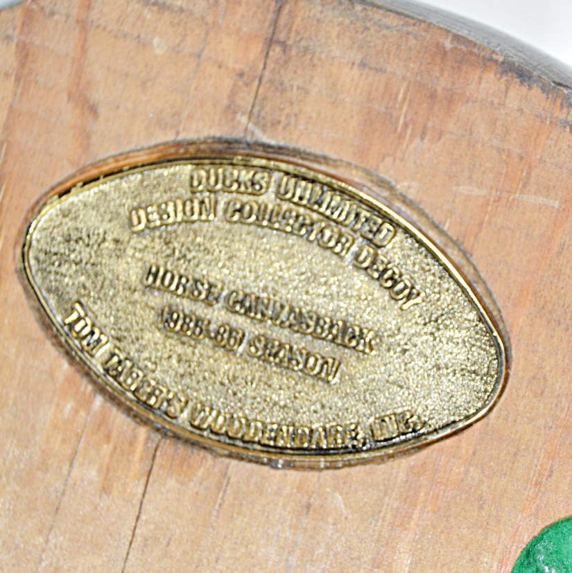 Tom Taber "Ducks Unlimited" Horse Canvasback Duck Wood Carving