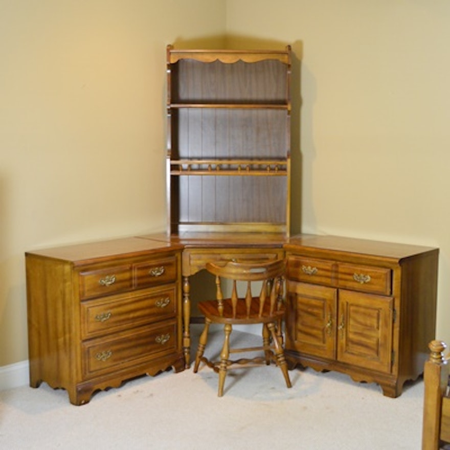 American Drew Corner Desk, Hutch and Storage Cabinets