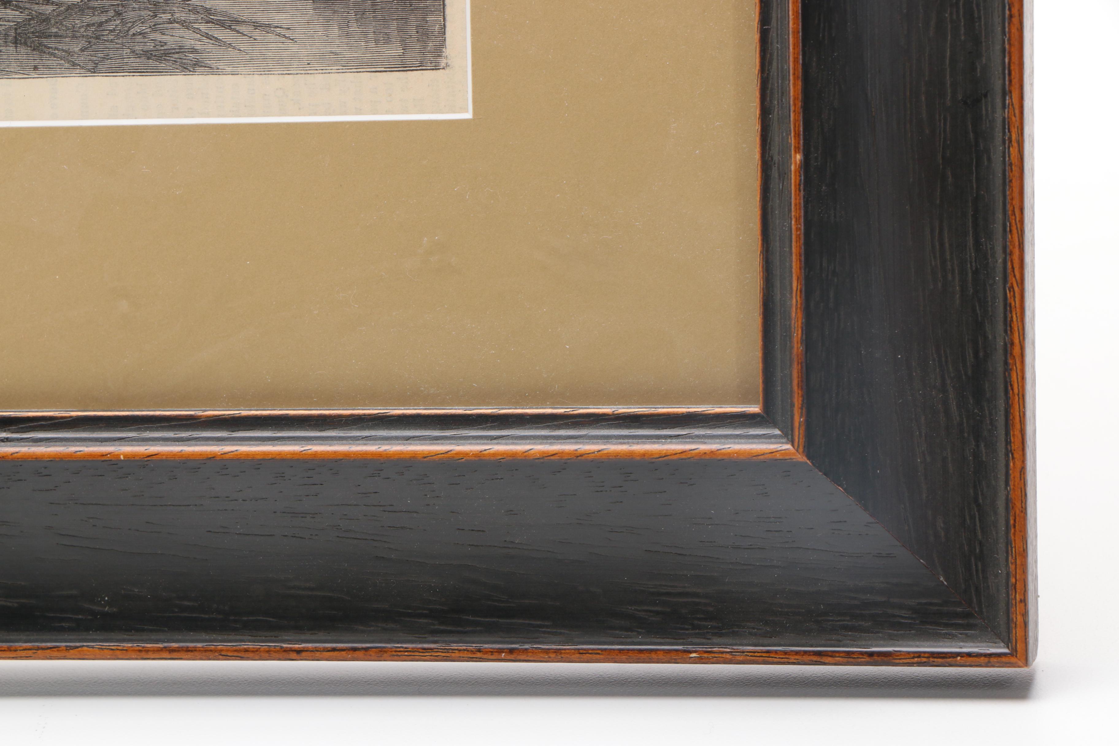 19th C. Wood Engraving "Union Refugees in the Swamps of Louisiana"