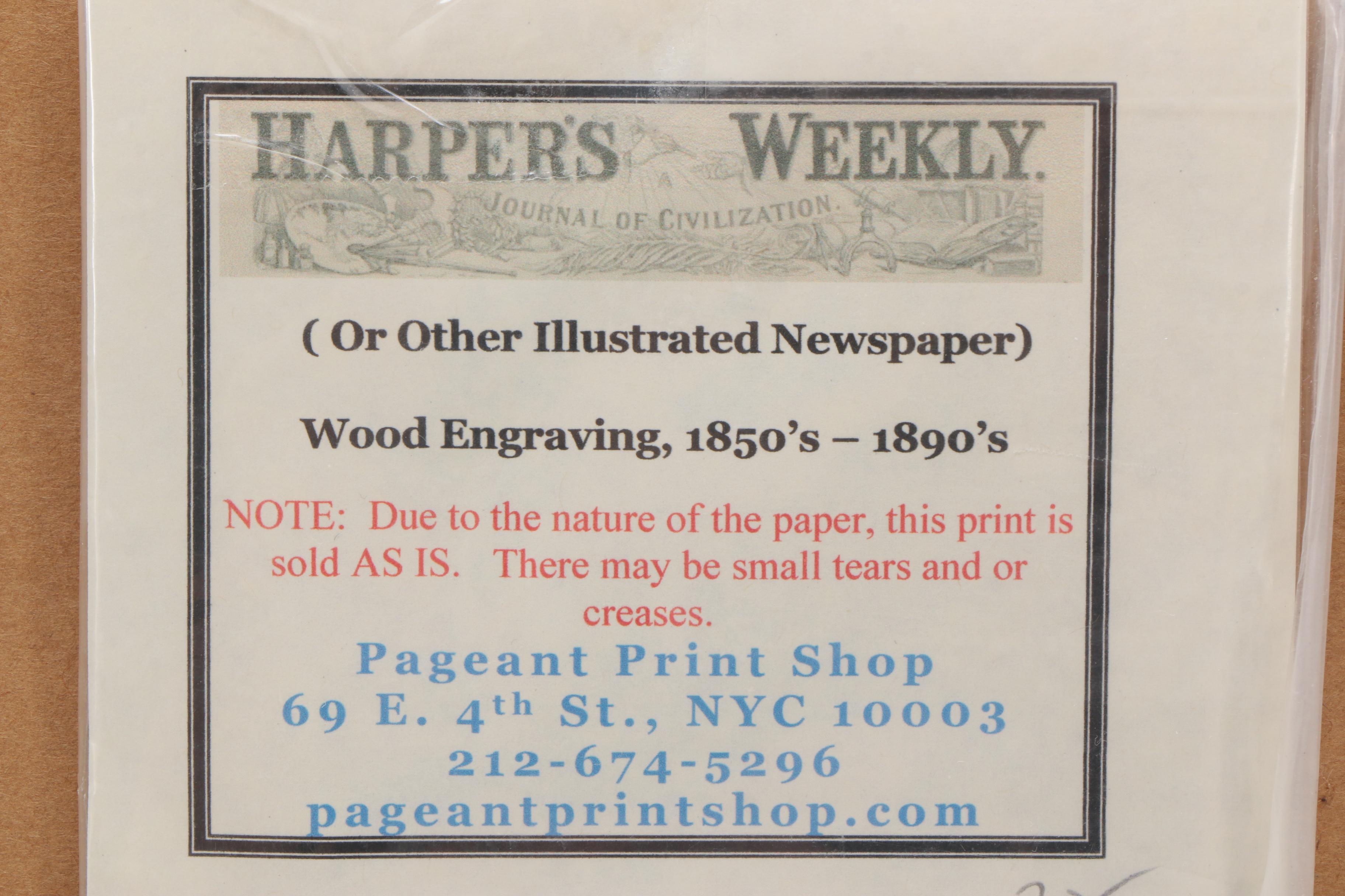 19th C. Wood Engraving "Union Refugees in the Swamps of Louisiana"