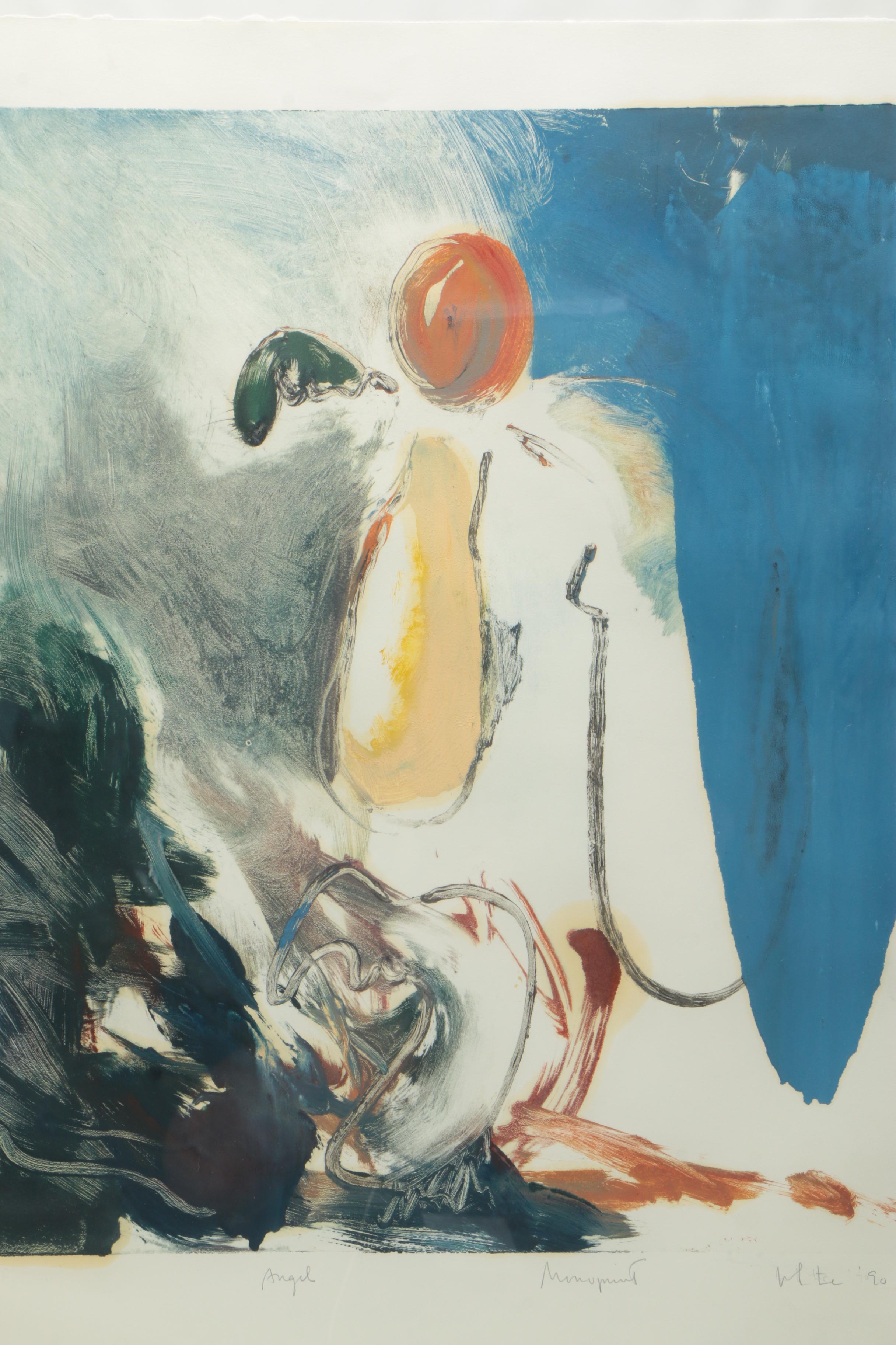 Abstract Monoprint on Paper "Angel"