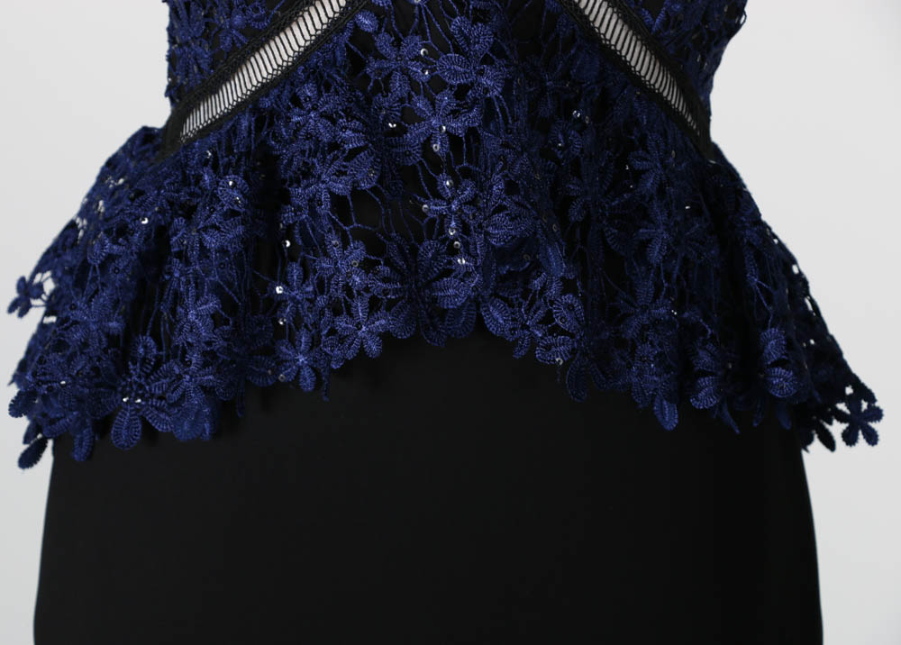 Self-Portrait Cocktail Dress With Sequined Lace Appliques