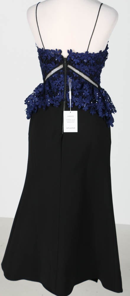 Self-Portrait Cocktail Dress With Sequined Lace Appliques