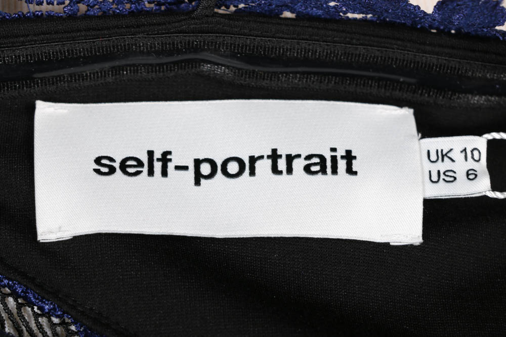 Self-Portrait Cocktail Dress With Sequined Lace Appliques