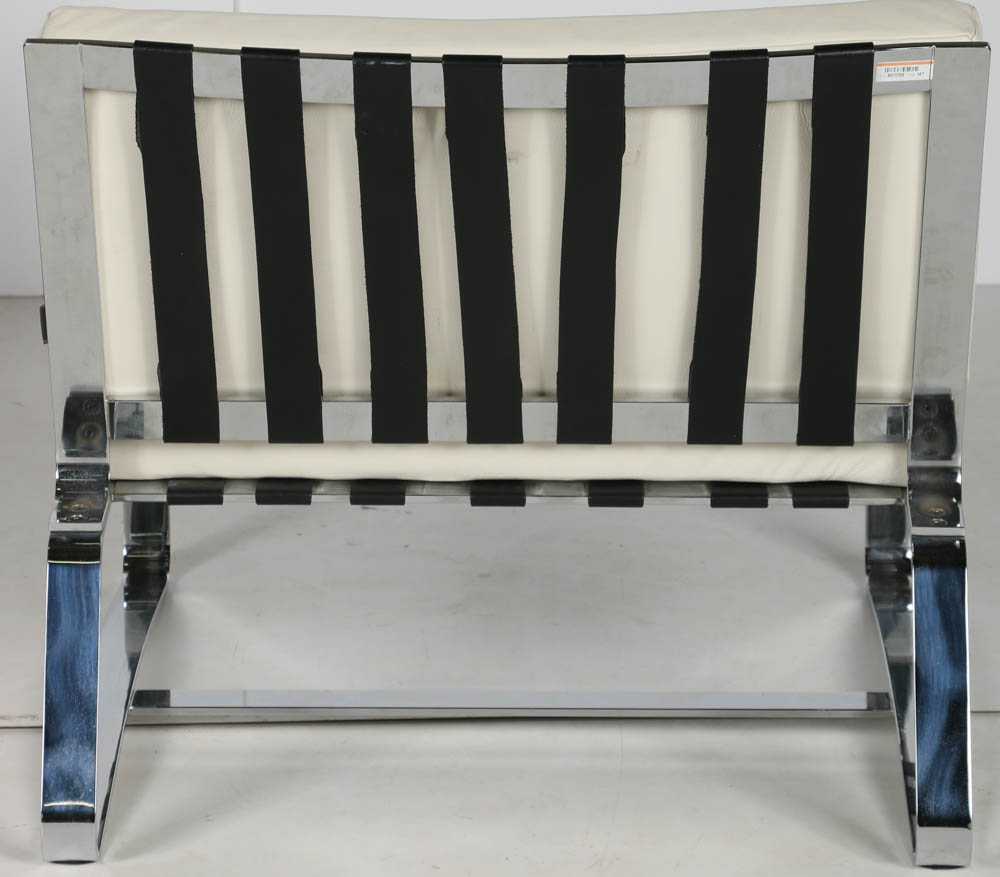 Pair of Italian "Delaunay" White Leather Lounge Chairs by Minotti