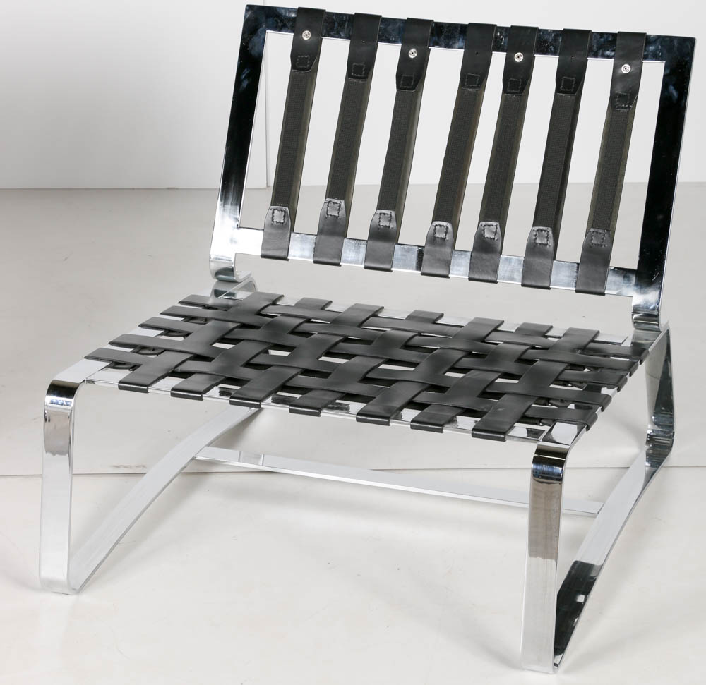 Pair of Italian "Delaunay" White Leather Lounge Chairs by Minotti