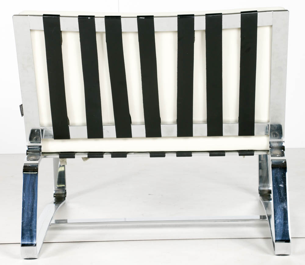 Pair of Italian "Delaunay" White Leather Lounge Chairs by Minotti