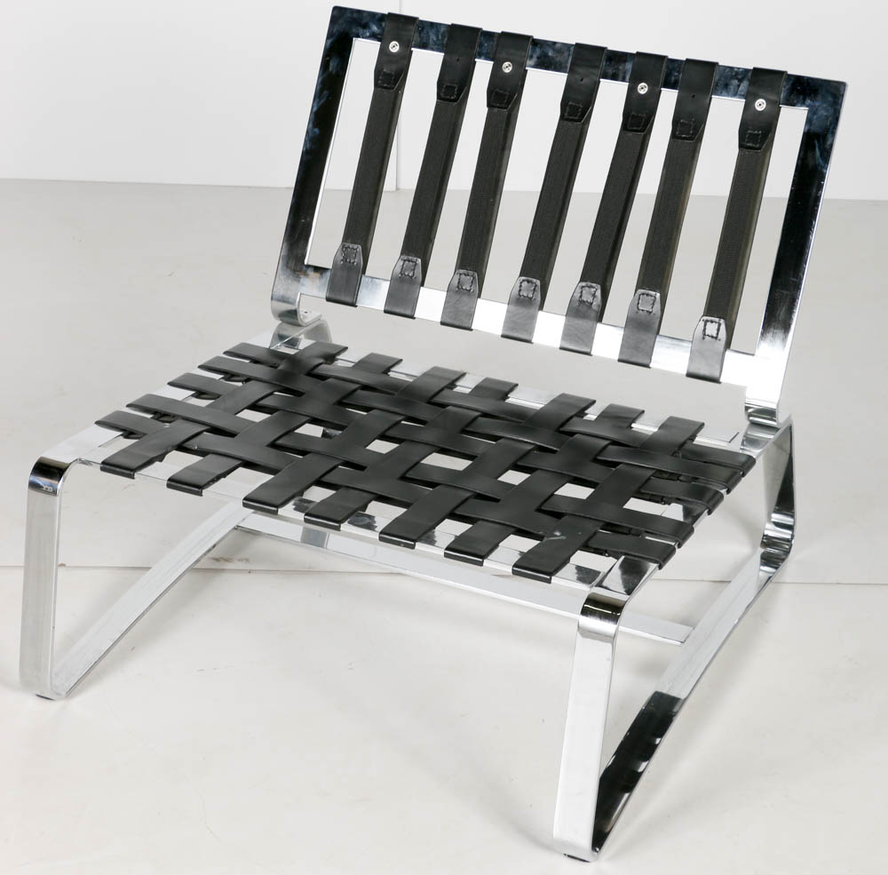 Pair of Italian "Delaunay" White Leather Lounge Chairs by Minotti