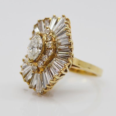 14K Yellow Gold 3.63 CTW Diamond Ballerina Setting Ring