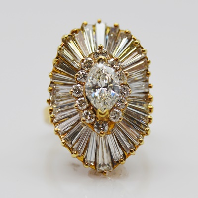 14K Yellow Gold 3.63 CTW Diamond Ballerina Setting Ring