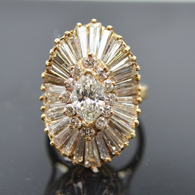 14K Yellow Gold 3.63 CTW Diamond Ballerina Setting Ring